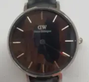 NEW Daniel Wellington Classic Petite Ashfield Stainless Steel Black Leather