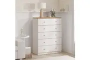 Cosmoliving Harriet Chest of 5 Drawers Tallboy Dressers White