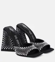 [The Attico] The Attico Devon embellished satin mules AU 10 black
