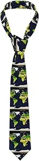 [CADREWY] World Map Print Soft Men Necktie Classic Tie For Weddings And Special Occasions Ties Business, Black