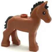 Lego New Dark Orange Horse Foal Small Pony Dark Brown Mane and Tail