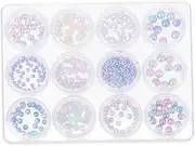 VICASKY 12 Boxes Natural Shell Nail Art Charms Compact Manicure Ornaments for DIY Nail Designs High Grade Decorative Accessories for Salons and Parties