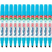 Artline 90 Permanent Marker Chisel Tip 2-5mm Light Sky Blue Box 12