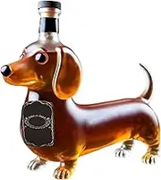 Dachshund Dog Whiskey Bottle, Dachshund-Shaped Alcohol Bottles for Liquor, Decorative Animal Statue, Wine Container Transparent Decanter, Funny Glass Statue Wine Bottle for Bar Decoration