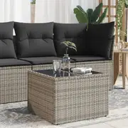 Garden Table with Glass Top Dining Side Coffee Tea Table Poly Rattan vidaXL