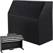 Upright Piano Cover, Piano Full Cover Dustproof Waterproof, Silver-Coated 420D Oxford Dustproof Piano Protector, Piano Protective Cover Black with Storage Bag for Musical Instruments