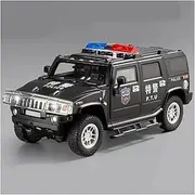 Scale Finished Model Car 1:18 Scale for Hummer H2 Police Cross Country Vehicle Simulation Alloy Car Model Exquisite Vehicle Replica Decoration Die-cast Vehicle(Black)