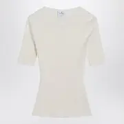 [Courrèges] White Ribbed Sweater In Cotton And Wool S White