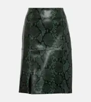 [Dorothee Schumacher] Dorothee Schumacher Urban Jungle snake-print leather midi skirt AU 14 green