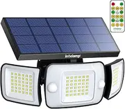 intelamp Solar Outdoor Lights,Solar Motion Sensor Lights with Dual Sensors 6000mAh 1200LM Waterproof Solar Flood Lights Outdoor 270°Wide Angle Solar Security Lights with 4 Modes