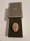 Vtg 70s Avon Ring of Pearls Perfume Locket Poison Gold Tone Chunky Adjustable