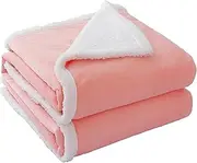 Weavercozy Waterproof Blanket, 3-Layer Sherpa Throw Blanket for Couch Bed, Soft Fluffy Fleece Blanket for All Seasons, Pink, 203 x 230cm