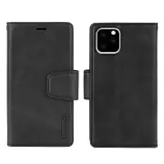 For Apple iPhone 16 Genuine Hanman 2 in 1 Detachable Magnetic Flip Leather Wallet Cover Case (Black)