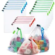 16 Pcs Mesh Small Toy Bags for Storage, 3 Sizes Reusable Mesh Drawstring Prod...