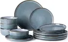 Ceramic Dinnerware Sets for 4, 12 Pieces Service 4(12Pcs), Space Blue