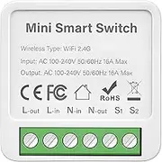 WiFi Smart Light 16A DIY Circuit Breaker Timed Light Switch 1 Gang 2-Way Control Tuya Wireless On-Off Smart Wall Switch Module Voice Control Compatible with Alexa/Google White