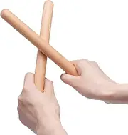 2 Pack 8 Inch Classical Wood Claves Musical Percussion Instrument, Natural Hardwood Rhythm Sticks with a Carry Bag