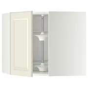 METOD corner wall cabinet with carousel, white/Bodbyn off-white, 68x37x60 cm