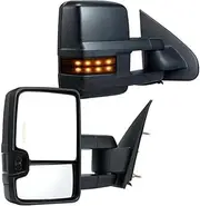 Pair Towing Mirrors Power Heated With Signal LED Driving Light Tow Mirror Compatible For Chevrolet Silverado (2003-2021) GMC Cadillac(2003 to 2007 type)