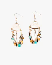 Multi Colour Woven Charm Drop Earrings