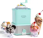 Electric Ice Cream Maker 2 Quart Soft Serve Frozen Yogurt Gelato Machine Aqua