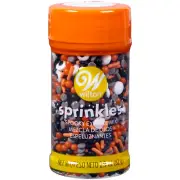 Wilton Halloween sprinkles 2.5 oz orange blk gray spooky eyeball cookie decor