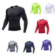 Men's Long Sleeve Fitness Compression Baselayer Tight Sports Gym Top Quick Dry