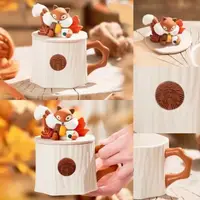在飛比找蝦皮購物優惠-新款星巴卡通木紋造型楓葉樹樁松鼠狐狸馬克杯水杯陶瓷咖啡杯