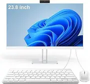 All-in-One Desktop Computer PC, 23.8” FHD Display N5095 Quad-Core Windows 11, 16GB RAM, 512GB SSD, Wired Keyboard & Mouse, RGB Speaker & Webcam for Gaming Home Office Study