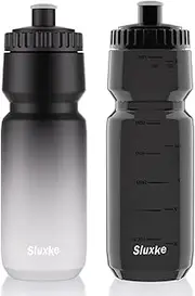 SLUXKE Squeeze Water Bottle 32oz, 2Pack Bike Water Bottle Leak Proof, 1000ml BPA Free Cycling Water Bottle for All Fitness and Cycling Fast Flow Valve