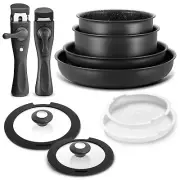 Induction Cookware Set 10 Pieces Nonstick Pots and Pans Set with Removable