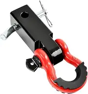 2 Inch Shackle Hitch Receiver 45000Lbs Breaking Strength 3/4" D Ring Shackle Tow Hitch Receiver for Vehicle Trailer Trucks Jeeps Recovery Off-Road - Red