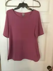 Chicos Size 1 US M Sandwash Tee Modal Blend Rose Mist Short Sleeve Knit Top NWT