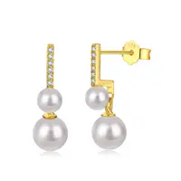 在飛比找蝦皮購物優惠-Lificon 典雅耳針式耳環天然珍珠925純銀鍍金 飾品 