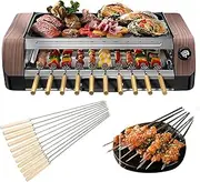 360° Rotating Double Layers Electric Grill, 1800W 2 in 1Electric BBQ Grill, with 20 Strings, 220℃ Intelligent Constant Temperature, Household Grill Pan with Glass coverfor Home Camping Party