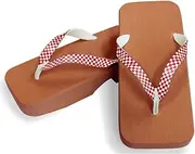 Hajime(一歩) [One Step] [Hajime] Geta Geta Clogs, Soft and Water Resistant, Made of Sponge, 11.2 inches (28.5 cm), BR/Checkered x Red, Checkered x Red (Strawberry Pine x Red/28.5), Strawberry × Red, 28.5 cm