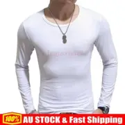 2025 Men's Long Sleeve T-Shirt Comfortable Slim Fit Tee Plain V Neck Basic Top