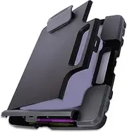 Tradetop Clipboard with Storage Heavy Duty, Portable Contractor Clipboard Case with Handle, Plastic Storage Clipboard Box with Side-Opening, Clip Board for Letter/Legal Size, 14.5"x12"x 1.75", Black