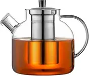 1500ml(50oz) Glass Teapot with Removable Infuser, Ehugos Stovetop Safe Large Tea Pot, Blooming and Loose Leaf Hand Crafted Kettle for Women and Adult with Stainless Infuser