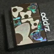 NEW Zippo Oil Lighter Shell Inlay Flower Black Brass Regular Case Japan