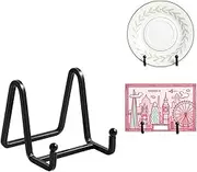 Plate Holder Easel Display Stand - 3 inch Metal Plate Stands for Display - Tabletop Picture Stand - Black Iron Easels for Display Pictures | Photo Frames | Book | Decorative Plates | Plaque - 1 Pack