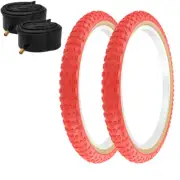 2 PRO+ PERFORMANCE Bicycle Tire & Tubes 20" x 2.125" Red/Gum Comp 1 BMX Tread