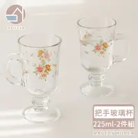 在飛比找Yahoo奇摩購物中心優惠-韓國SSUEIM 古典玫瑰系列把手玻璃杯2件組225ml