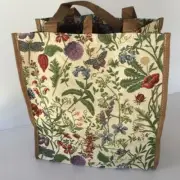 TAPESTRY SHOPPING TOTE GROCERY BAG MORNING GARDEN DESIGN