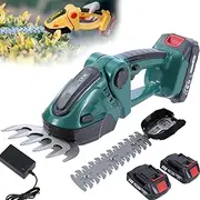 Cordless Hedge Trimmer, 2-in-1 Electric Shrub Trimmer&Grass Shears with 2 * 1500mAh Batteries, 1 * 130MM Trim Width Blade and 1 * 220MM Trim Length Blade, Handheld Lawn Edge Trimmer for Lawn