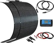 Flexible Solar Panel kit 200W 12V,2PCS 100W Monocrystalline Module,20A Charge Controller,Extension Cable Off-Grid Charger for RV Boat Van Car Curve Surfaces (200W Solar KIT)