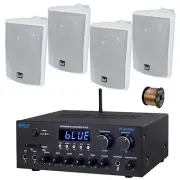 Pyle PDA99BU 2-Channel Home Audio Bluetooth Receiver, 4x 4" White Speakers,Wire
