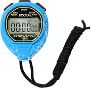 FCXJTU Digital Waterproof Stopwatch, No Bells, Clock, Date, Simple Basic Operation, Large Display Pure Silent Stopwatch with On/Off for Swimming Running Coaches Referees Teachers (Blue)