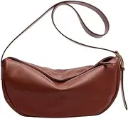[Mudono] Crossbody Bag for Women Large Leather Shoulder Purse Casual Hobo Crossbody Handbag Lightweight Crescent Satchel