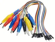 MTDELE 20 Pcs breadboard Jumper Wires with Alligator Clips Male and Female for Raspberry Pi LED Strips Arduino Lilypad Power Test Lead